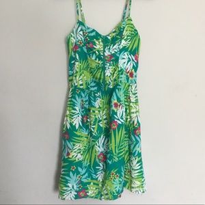 Zip front summer sun dress Hawaiian print